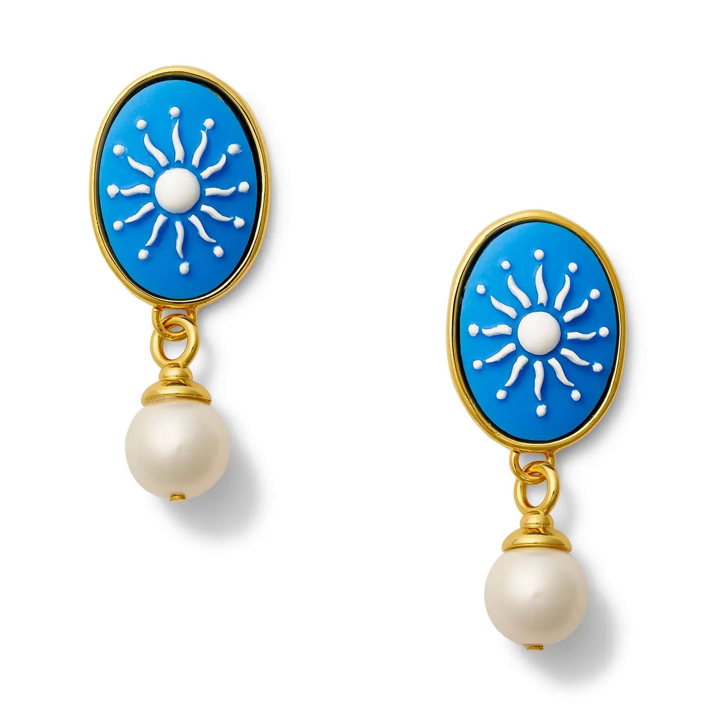 Blu Sunshine Cameo + Pearl Earring